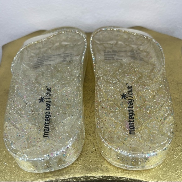 6 Montego Bay Club Gold Glitter Jelly Shoes Slip On Sandals Shimmer 90s Y2k - Picture 4 of 9